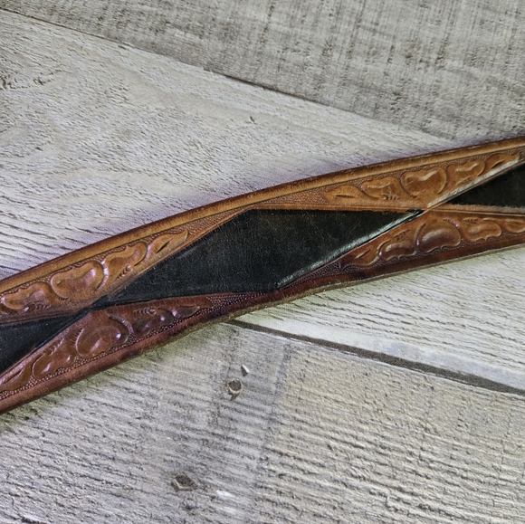 LOOPER | Vintage Hand-tooled Leather Belt & Buckle sz 36 - Picture 4 of 8